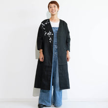 画像をギャラリービューアに読み込む, リネンロング単コート・手描き・白梅