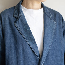 Charger l'image dans la galerie, ビンテージデニムチェスターコート 手描き・唐獅子牡丹